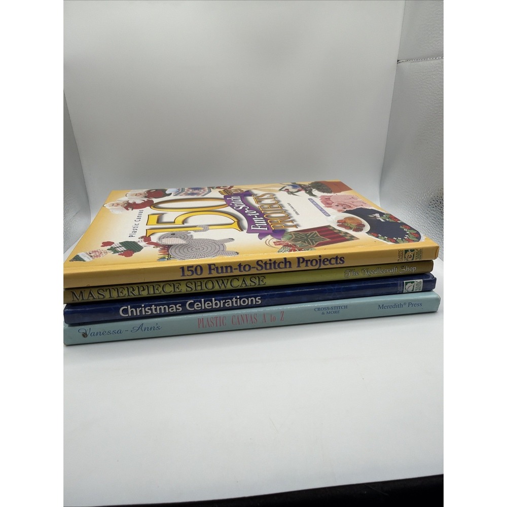 Cross Stitch Needlecraft Book Lot Plastic Canvas Patterns Craft 4 Books